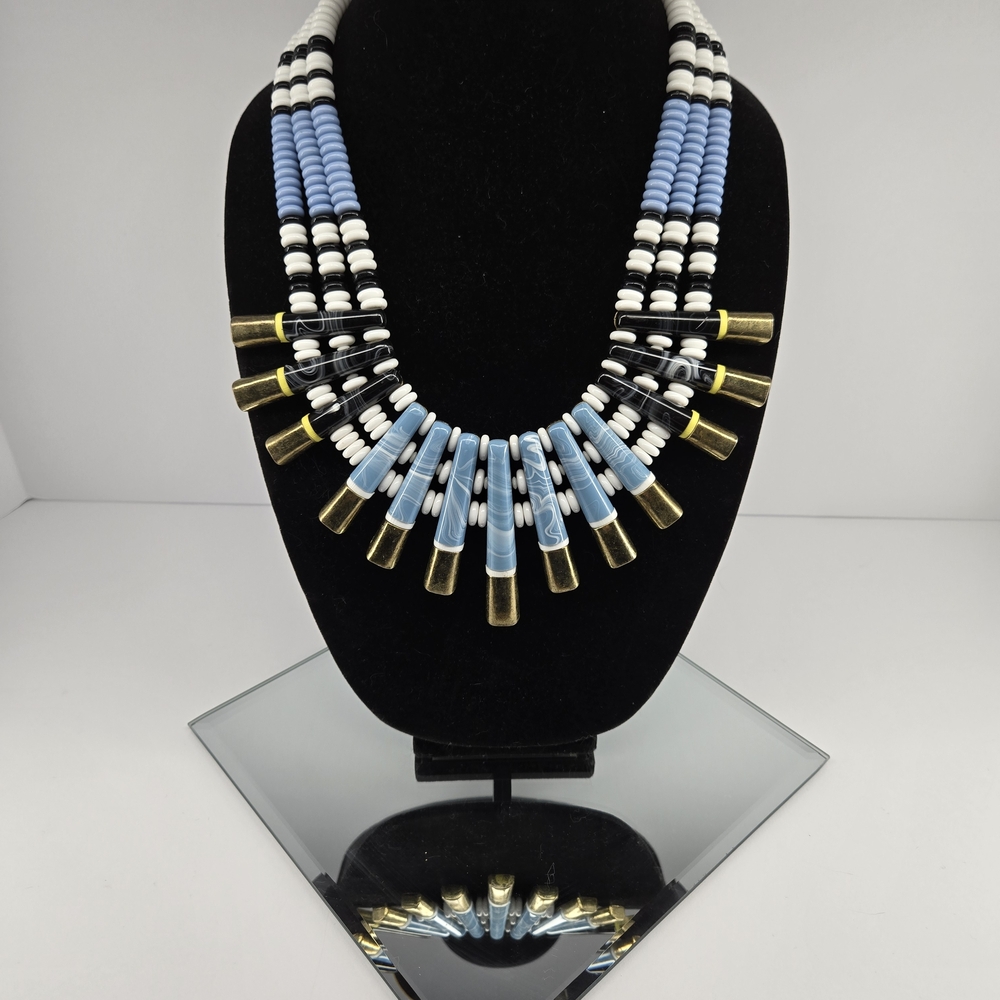 BaubleBar legant Blue and Gold Beaded Necklace